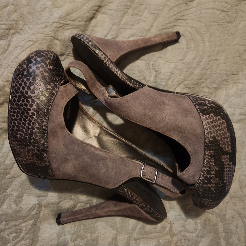 Qupid Brown and Tan High Heel Pumps